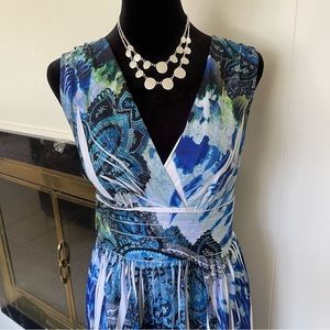 Blue and Green paisley goddess maxi dress